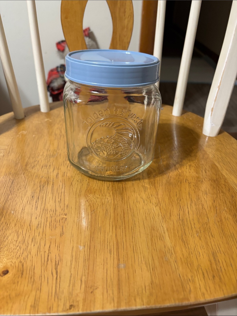 Blue-Lid Glass Storage Jar - Home Kitchen